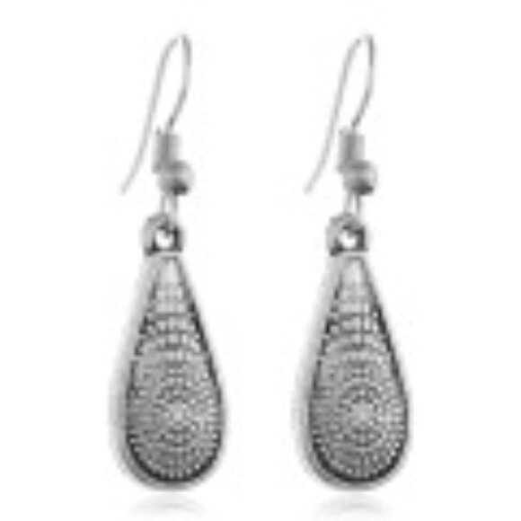 #049 Teardrop Tassel Necklace Set Vintage Geometric Flower Pattern w/Earrings - Picture 2 of 4